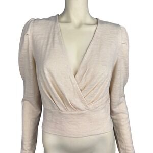 Sanctuary Sweater Size M‎ Long Sleeve Surplice Wrap Cream Knit Princess Sleeve